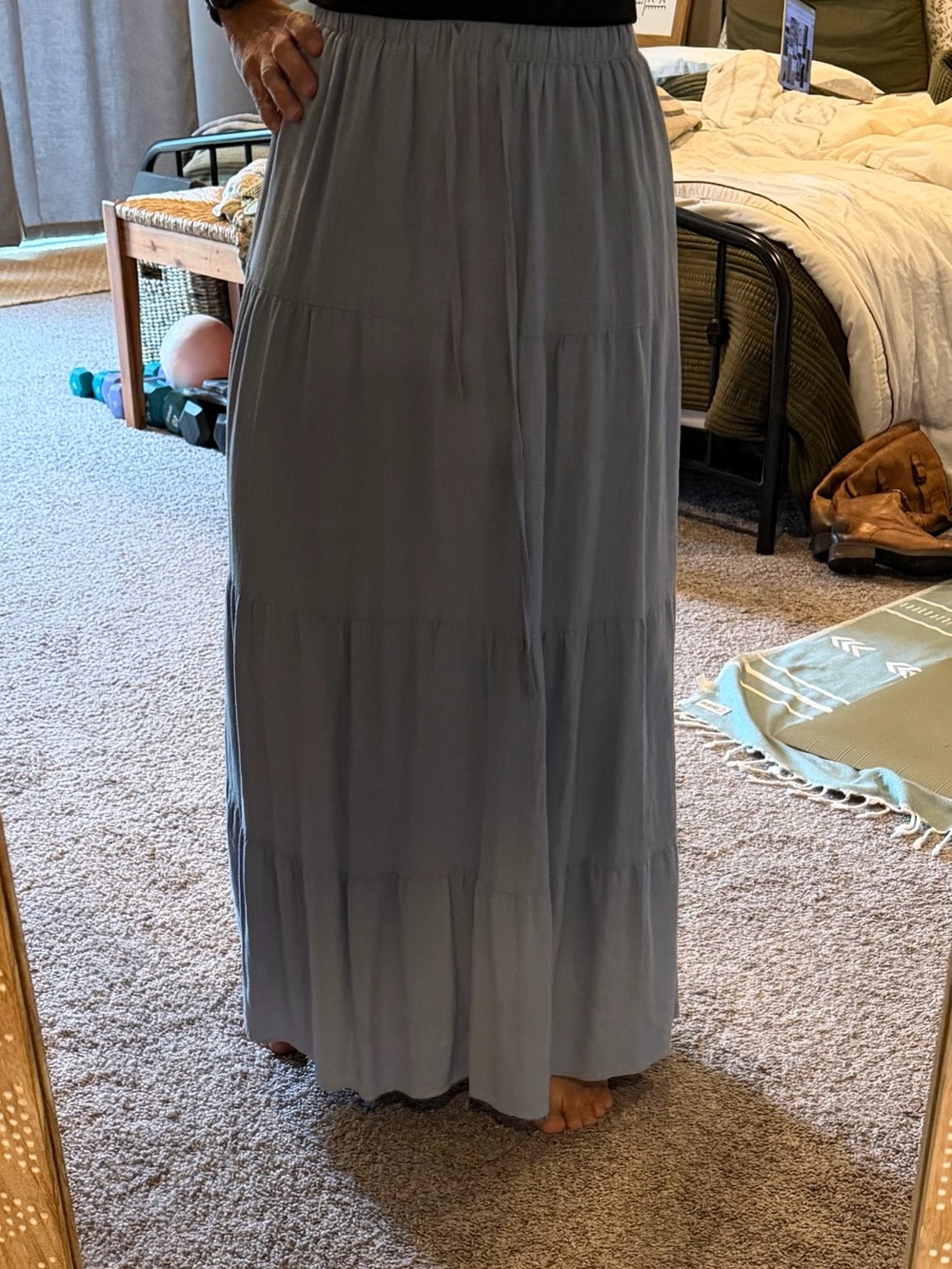 Sincerely Jules Soft Blue Tiered Maxi Skirt